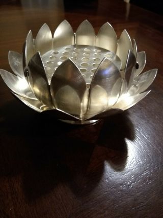 Vintage Lotus Flower Bowl Reed & Barton 3 Pc Table Flower Dish Silver Plate 3002