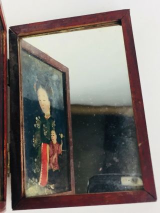 Antique Chinese Abacus w/ Reverse Painted Glass Ultra Rare Pornographic Painting 4