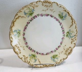 Antique C.  Ahrenfeldt Limoges Hand Painted Gold And Floral 9 " Plate France Depos