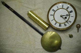 Antique Vienna Regulator Movement,  Dial,  Pendulum And Weight.  Complete W/key.