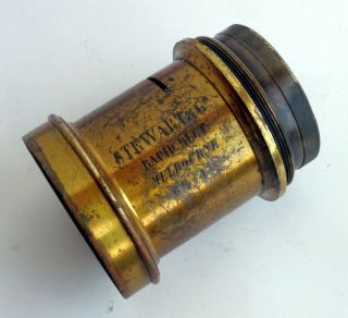 Antique Brass Lens 6 1/2 X 4 3/4 Inch Stewart & Co.  Melbourne Rapid Rectilinear
