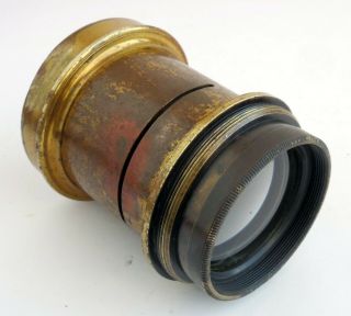 Antique Brass Lens 6 1/2 x 4 3/4 Inch Stewart & Co.  Melbourne Rapid Rectilinear 3