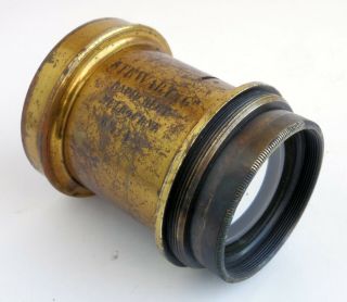 Antique Brass Lens 6 1/2 x 4 3/4 Inch Stewart & Co.  Melbourne Rapid Rectilinear 4