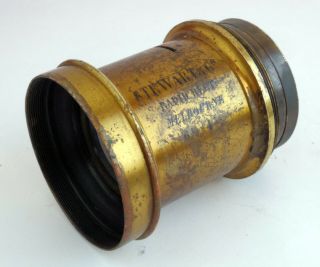 Antique Brass Lens 6 1/2 x 4 3/4 Inch Stewart & Co.  Melbourne Rapid Rectilinear 5