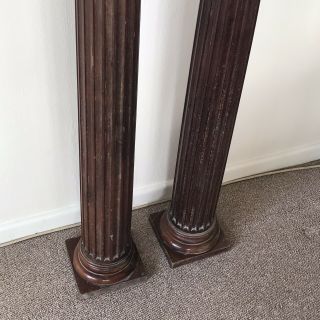 Pair Antique Architectural Solid Mahogany Reeded Column Stands Posts Bar 104 Cm 5