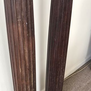 Pair Antique Architectural Solid Mahogany Reeded Column Stands Posts Bar 104 Cm 6
