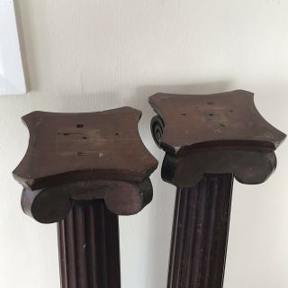 Pair Antique Architectural Solid Mahogany Reeded Column Stands Posts Bar 104 Cm 8