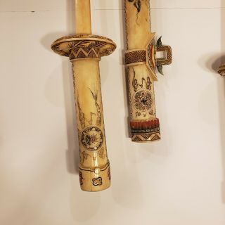 Antique Chinese Bone Carved Swords ceremonial 6