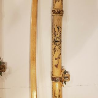Antique Chinese Bone Carved Swords ceremonial 8