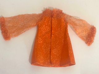 Vintage 1970 ' s Ideal Crissy doll orange lace mod era dress good shape 2