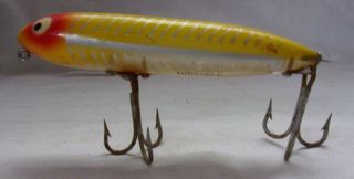 Vintage Heddon Fishing Lure Zara Spook Yellow Silver Fish 4.  5 " Rare