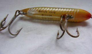 Vintage HEDDON Fishing Lure Zara Spook Yellow Silver Fish 4.  5 