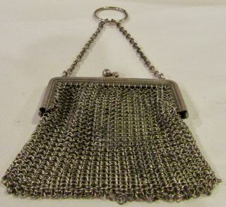 Antique French Fashion Poupee Peau Silver Purse For Antique Bisque /early Doll