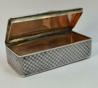 Antique Solid Silver & Niello Enamel Russian ? Snuff Box