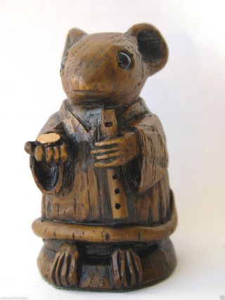 Church Mouse Flute Musical Ornament Musician Oak Carving Unique Collectable Gift
