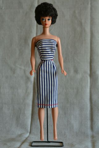 Vintage Barbie Clone Striped Sheath Skirt And Top,  Blue White Stripes 60s