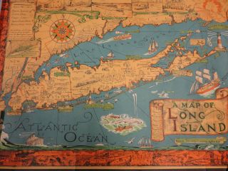 A Map Of Long Island " Ny 1930s Historic Wall Map - 24x36