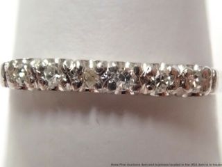 Antique Platinum Signed Granat Fine Diamond Wedding Engagement Band Ring Ladies