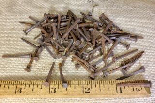 1” Old Square Nails 75 Real 1850’s Vintage Rusty Patina 3/16” Large Head Brads