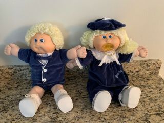 Vintage Xavier Roberts Cabbage Patch Dolls Twins Blonde Blue Eyes Dolls