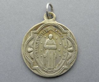 Saint Giles And Christopher.  Antique Religious Pendant.  French Medal.  France
