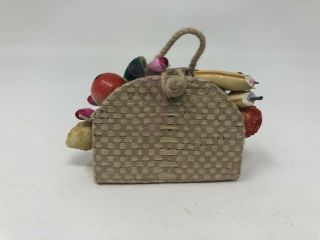 Vintage Barbie Doll Suburban Shopper Straw Tote With Fruit Purse Vgc