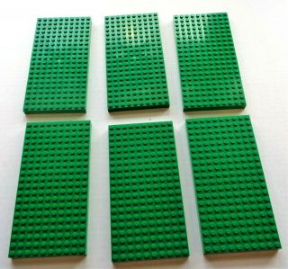 Vintage Lego Samsonite Green Early 6 Baseplates 10 X 20 Without Bottom Tubes