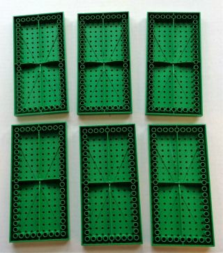 VINTAGE LEGO SAMSONITE GREEN EARLY 6 BASEPLATES 10 X 20 WITHOUT BOTTOM TUBES 2