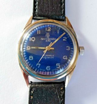 Vintage Military Style Sandoz Swiss Made Hand Winding Wristwatch.  17 Jewels