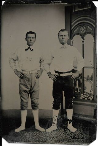 Circa 1870s Antique Baseball Tintype Photograph Of Two Players In Uniform