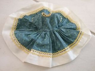 Tagged Vintage Ideal Little Miss Revlon 10” Dress,  Blue,  Green Floral Print