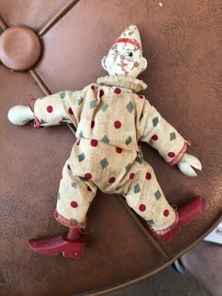 Antique Early 20thc Jointed Schoenhut Circus Clown Toy