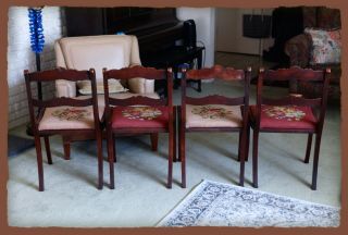Duncan Phyfe Rose Back Tell City Dining Side Chair Set (4),  RARE Three Roses 6