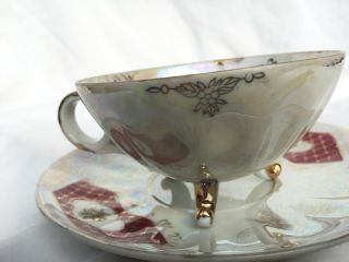 Coffee Cup Tea Vintage Pearl Porcelain China Red Gold Fancy Cup & Saucer Elegant