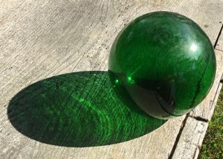 Japanese Olive Green Glass Fishing Net Float Buoy Blown Glass Ball