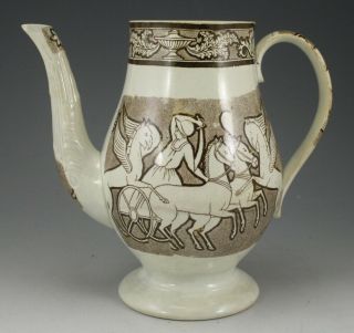 Antique Pottery Pearlware Brown Transfer Greek T Harley Coffeepot 1810 Not Spode
