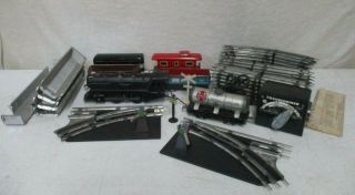 Antique Marx Metal Train Set Engine 5 Cars Track Transformer Switch Track Ho Sca