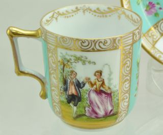 Antique Dresden Porcelain Courting Couples Demitasse Cup & Saucer Richard Klemm 3