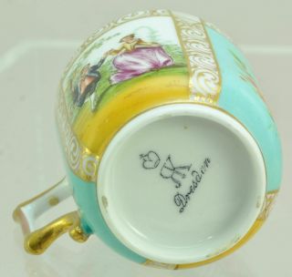 Antique Dresden Porcelain Courting Couples Demitasse Cup & Saucer Richard Klemm 6