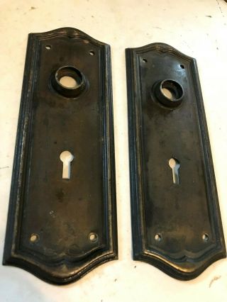 2 Old Art Craft Craftsman Shabby Brass Plate Steel Door Knob Back Plate Hardware