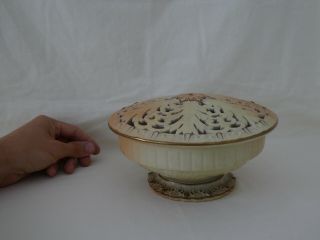 Antique Locke & Co Worcester Porcelain Blush Ivory Potpourri Bowl & Cover