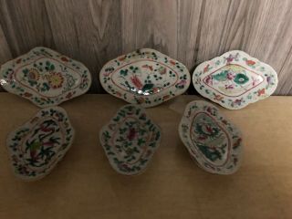 19th Century Chinese Export Famille Rose Porcelain Footed Plates.