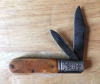 Old Vintage Antique Tools Pocket Knife Schrade 206 Bone Handle Fishing