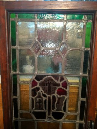 Set Of Two Stunning Antique vintage leaded Stained Glass Church Windows 8