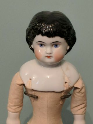 Vintage China Head Doll 15 " Black Hair Unmarked