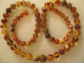 Antique Authenntic 45 Million Yrs Old Baltic Amber Round Bead Necklace 22.  4 Gr.
