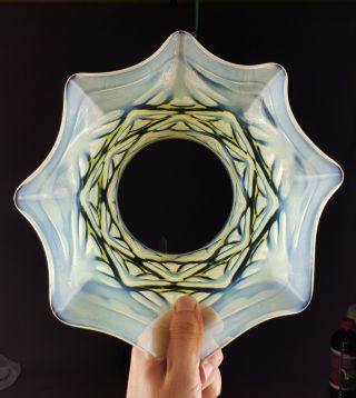 Victorian Vaseline Glass Kerosene Oil Gas Hall Lamp Shade Leaf Design 4