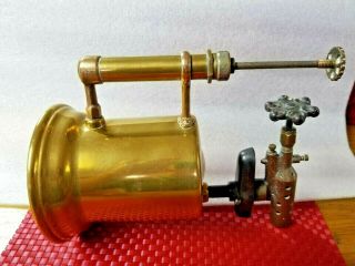 Antique Brass & Copper blow torch w/ brass handle - unique design,  EUC 7