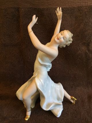 Large Elegant Porcelain Wallendorf Dancing Lady Figurine Orig Label Nr