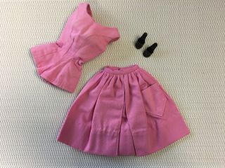 Vintage " Barbie " Fashion Pak Pink Cotton Romper & Full Skirt With Pumps